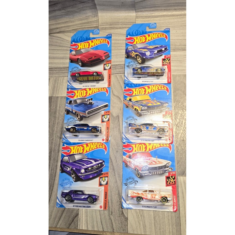 Hot Wheels Muscle Mania & HW Flames 1:64 Diecast Car Lot 6 Unopened